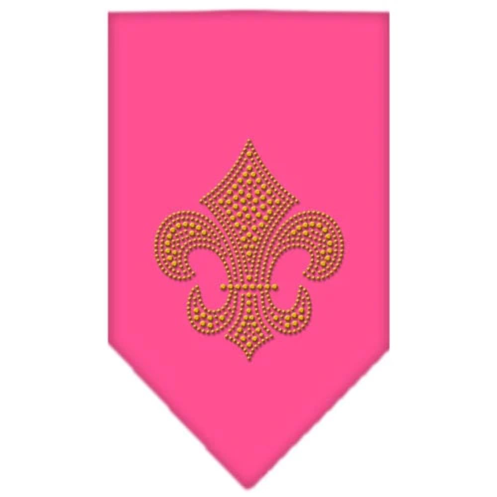 Pet and Dog Bandana Rhinestone, Fleur De Lis Gold Purple Small