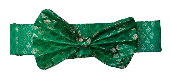 Bhumi Enterprises Banarasi Festive/Wedding/Diwali/Navratri Dog Bow Tie Collar Occasion Wear Ethnic Dog Accessory NeckLength(Oli