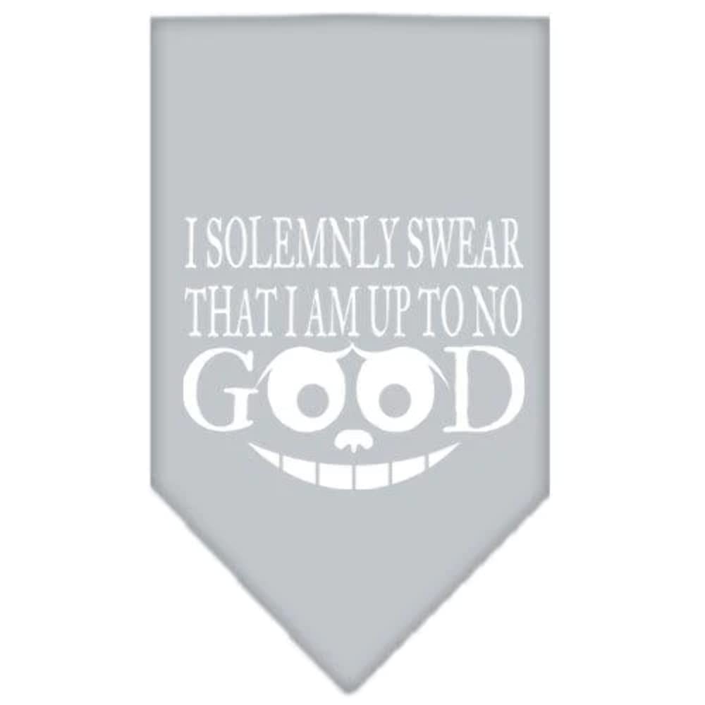 Pet and Dog Bandana Screen Printed, "I Solemnly Swear That I Am Up To No Good" Grey Small
