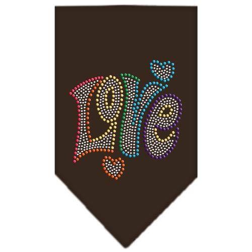 Mirage Pet Products 67-95 LGBR Technicolor Love Rhinestone Cocoa Print Bandana, Large