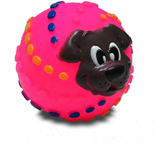 Psk Pet Mart Toy Plastic Squeaky Vinyl Dog Toy Ball With Colorful Bone Pattern