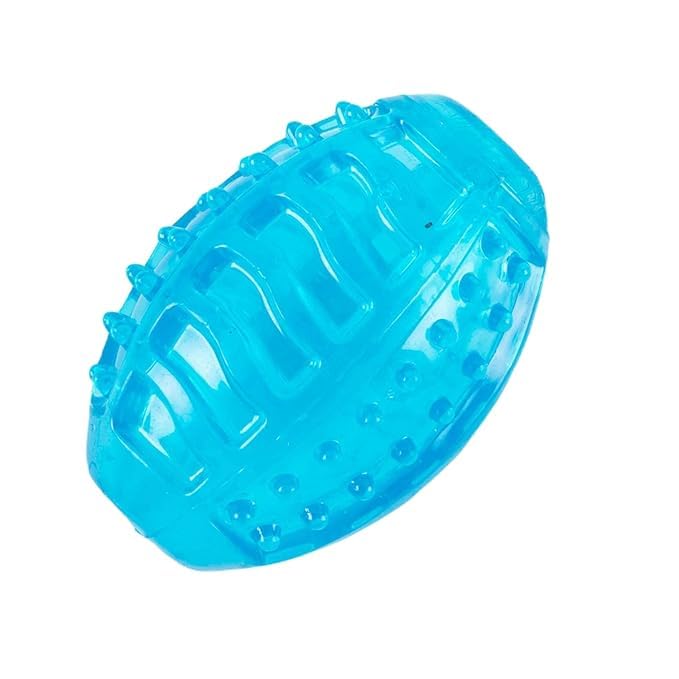 D&C Paws Tpr Transparent Spike Rugby Ball Dog Teething Toys Puppy Squeaky Toys For Dogs & Puppies (Color May Vary)