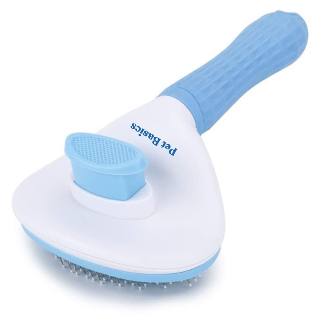 Pet Basics Oval Shaped Pet Comb With OneClick Hair Release | Durable NonSlip Handle | Unbreakable Bristles For Dogs & Cats
