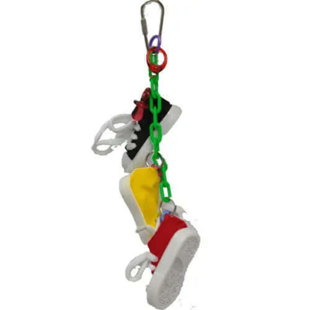 AE Cage Company Happy Beaks Sneakers on a Line Bird Toy