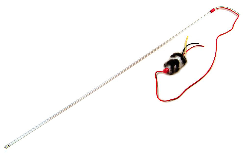 PURRfect Cat Toys with Feather, Red Cord, Faux-Fur End Varies in Pattern and Style (Fur)
