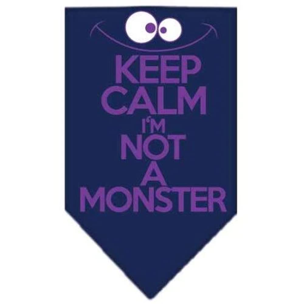 Pet and Dog Bandana Screen Printed, "Keep Calm, I'm Not A Monster" Lime Green Large