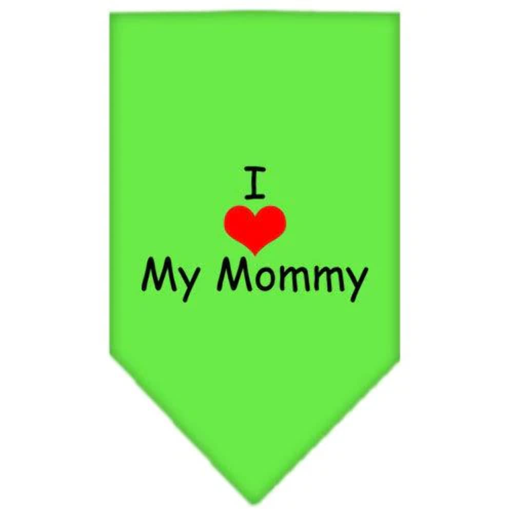 Pet and Dog Bandana Screen Printed, "I Love My Mommy" Orange Small