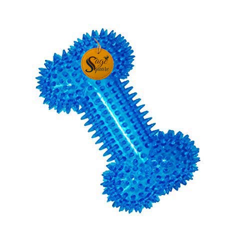 Sage Square 100% Durable Toys Durable Squeaky BoneShaped Pet Toy, Rubber Dental Chewing Biting Pet Toy For Small And Medium Dog