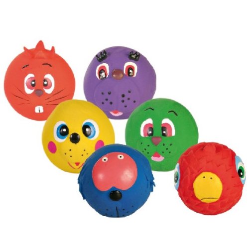 Pack Of 6 Faces, Latex Dog Balls, Ø 6 Cm (Fantasic Dog Toy!)