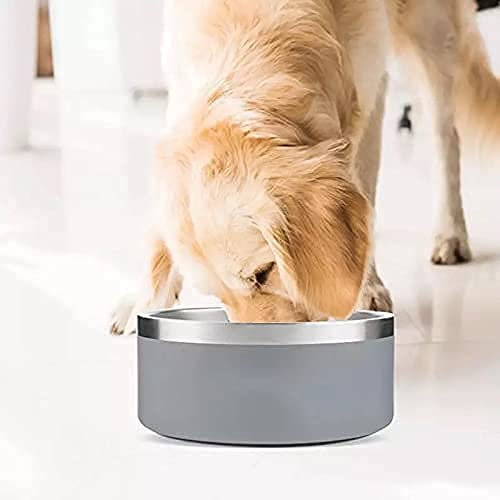 Gteller 32oz 64oz Stainless Steel Double Wall Dog Bowls,BPA Free Non-Slip Pet Dishes,Cat Food&Water Bowl with Rubber Base (64oz,