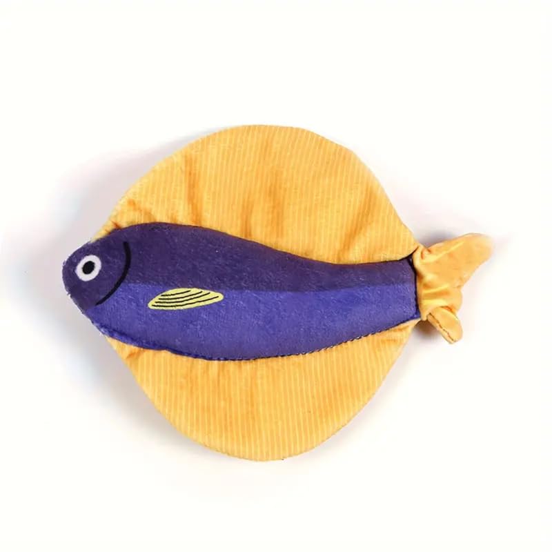 Bohobark 1Pcs Interactive Cat Toy, Simulation Fish Shaped Cat Chew Toy, Bite Resistant Plush Cat Kicker Toy With Bell For Self E