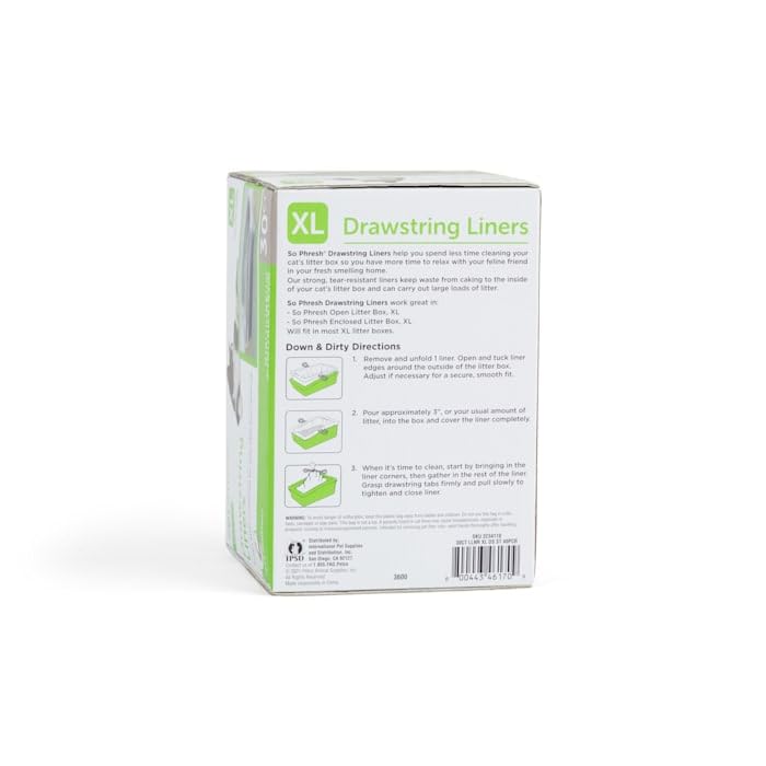 So Phresh Drawstring Cat Litter Box Liners with Fresh Water Scent 38.3 L X 16.3 W Count of 30
