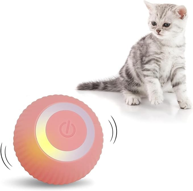 Bitrexup Interactive Cat Toys Ball, Automatic 360 SelfRotating Rolling Ball With Usb Rechargeable Pet Exercise Chase Toy Ball F