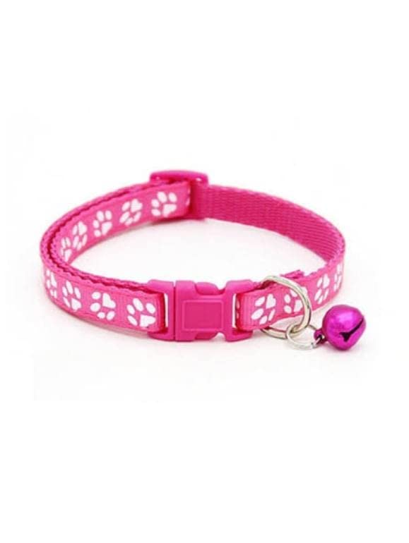 Litvibes Paw Cat Collar With Bell,Kitten And Small Dogs Soft Adjustable Collar,Safe,Breakaway For Cats And Puppies  Dark Pink