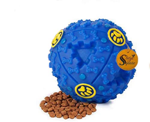 Sage Square Dog Musical Ball with Squeaker Toy for Dogs  Interactive IQ Puzzle Chew Toy for Teething, Cleaning, and Treat Dispe