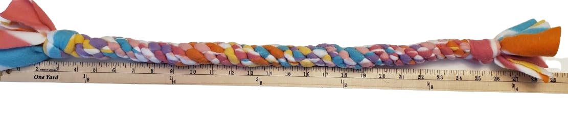 Dog Puppy Tug Pull Toy Rope Play Durable Interactive Entertaining Heavy Duty Fleece Round Square Braid (Rainbow)