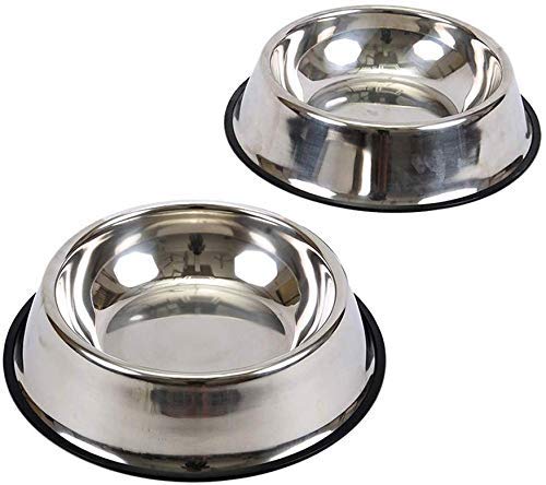 Black Dog Dog Bowl Stainless Steel Bowl For Dog Food And Water Raised Pet Eating Dishes For Puppy,Cat With Non Slip Rubber Base 