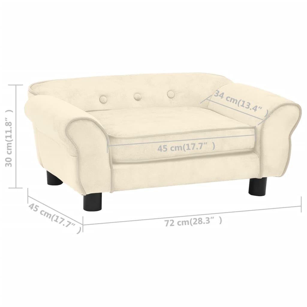 vidaXL Dog Sofa Cream 28.3x17.7x11.8 Plush