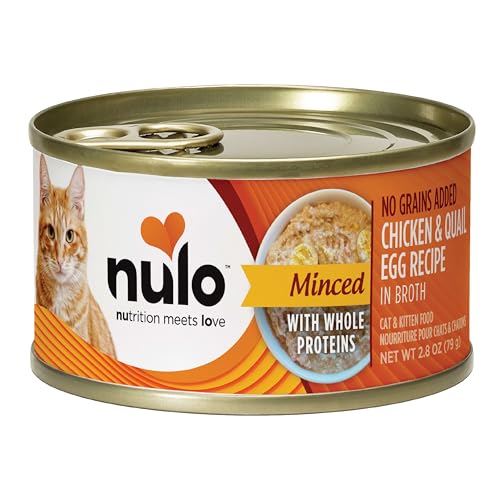 Nulo Grain-Free Minced with Whole Proteins Wet Canned Cat and Kitten Food, Chicken & Quail Egg in Broth, 2.8 Ounce, 12 Cans