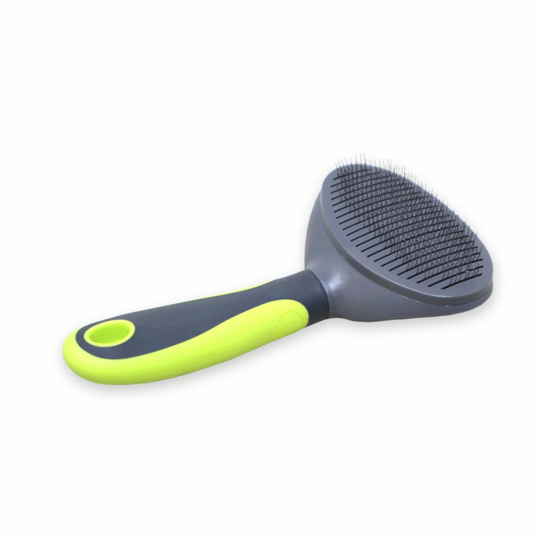 Plushmate Grooming & Cleaning Thin Slicker Brush For Dogs & Cats With Soft Grip Handle, Easy To Remove Loose Undercoat, Pet Mass