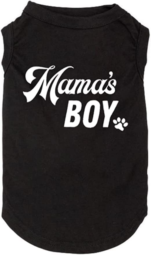 Dog Shirts Letter Printed Vest For Small Large Dogs Slogan Costume Dog Pajamas Puppy Gift Pet Clothes Mama'S Boy (X-Large, M-Black)