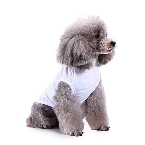 Chol&Vivi Plain Dog T-Shirt,2Pcs Blank Cotton Shirts Fit For Extra Small To Extra Large Size Dogs, Sleeveless Apparel Soft And L