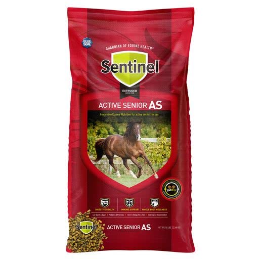 KENT Sentinel Active Senior AS Horse Feed for Active Senior Horses, High Fat and Fiber, 50 Pound Bag