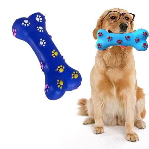 Rvpaws Paw Printed Non Toxic Sound & Chew Rubber Bone Toy With Colorful Squeaky Sound Ideal For Playing And Chewing Puppies & Sm