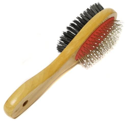 Rvpaws Wooden Dog Brush Double Sided | Pets Grooming Wooden Brush For Massaging Bathing And Hair Removal For Dogs & Cats