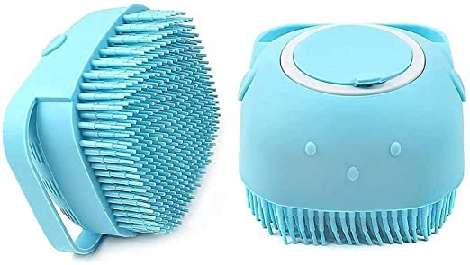 Hudacrush Dog Bath Brush Body Scrubber Shampoo Dispenser Tick Remover For Shower Bathing And Shedding Soft Silicone Bristles Bru
