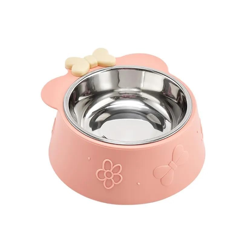 Skofri Elevated Cat Food Bowl, Water Bowl With NonSlip Stand, Stainless Steel Dog Cat Bowl Cat Feeding Bowls Creative Tilted Fe