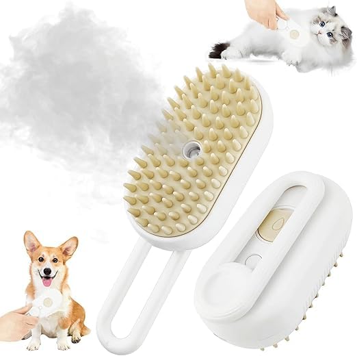 Kanak Mall Cat Steam Brush 3 In 1 Cat Water Brush Massage Spray Brush For Dogs With Steam Portable Shower Head Set Of 1 White.