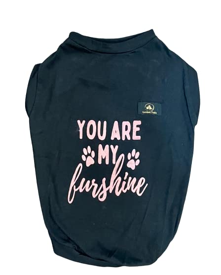 Golden Tails Cotton You Are My Furshine TShirt For Dogs And Cats (Black Xl 20Inch, 1 Count)