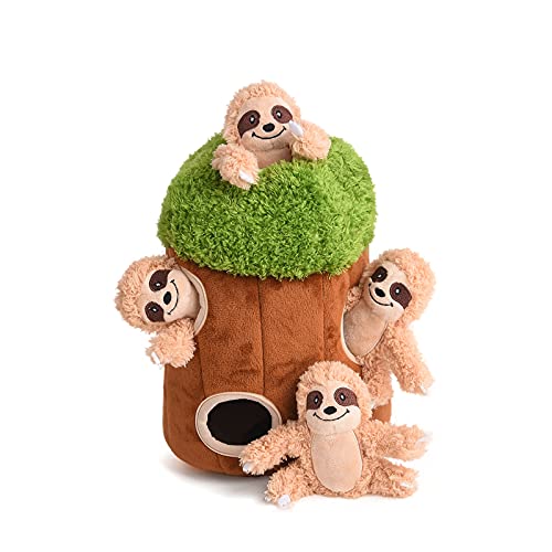okegztoa Plush Squeaky Dog Toy - Interactive Sloth for Small, Medium, Large Dogs - Medium Size, Stuffed Woodland Friends
