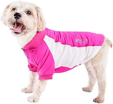 Pet Life  Active Barko Pawlo Relaxstretch Wickproof Performance Dog Polo Tshirt, Pink With Light Pink  Xlarge