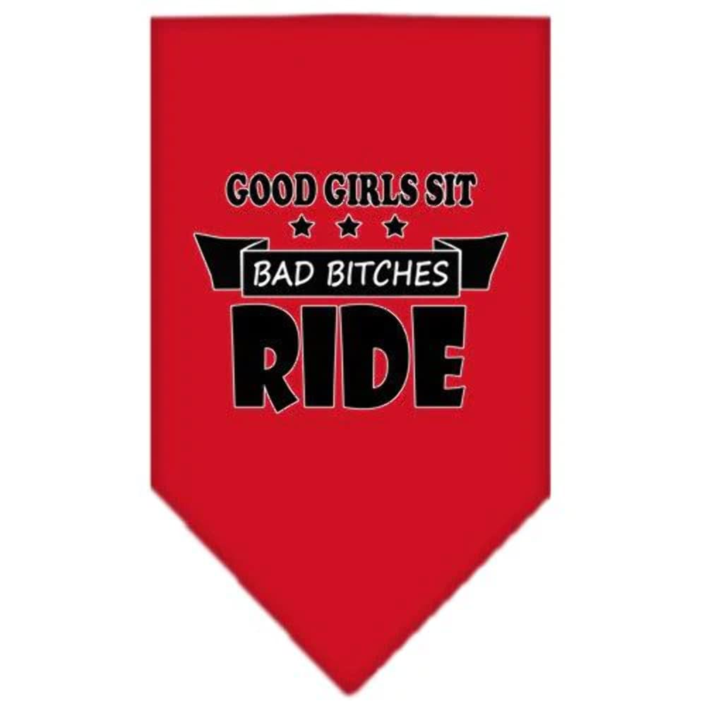 Mirage Pet Product Bitches Ride Screen Print Bandana Red Large