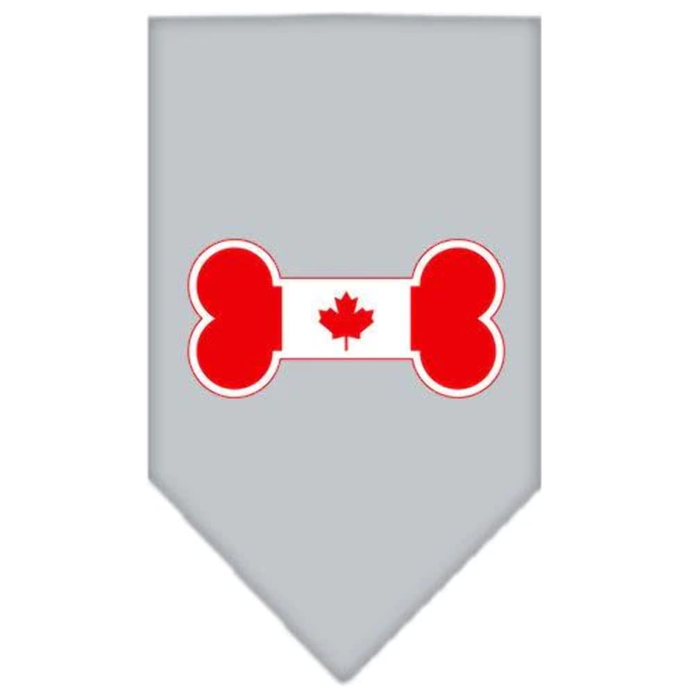 Mirage Pet Products Bone Flag Canadian Screen Print Bandana for Pets, Large, Grey