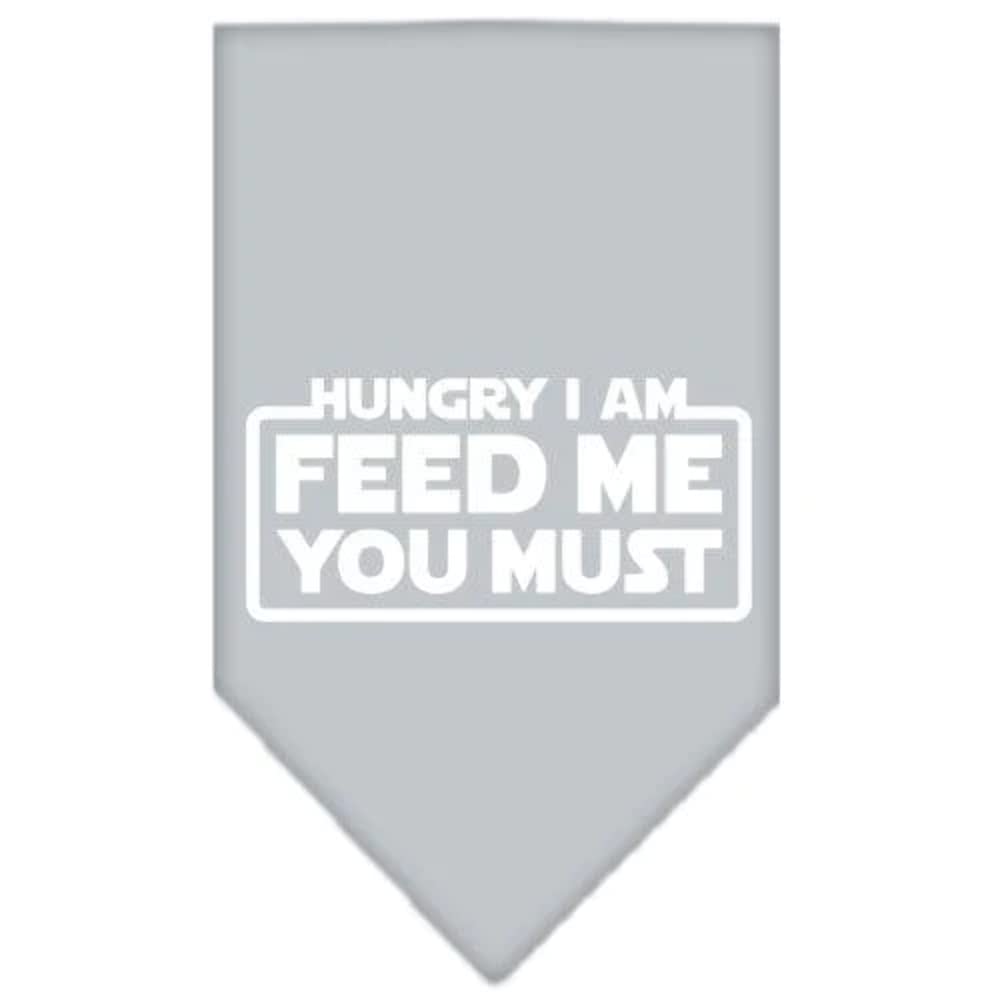 Pet and Dog Bandana Screen Printed, "Hungry I Am, Feed Me You Must" Light Pink Small