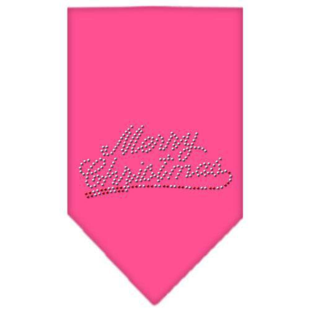 Mirage Pet Products Merry Christmas Rhinestone Bandana, Small, Bright Pink
