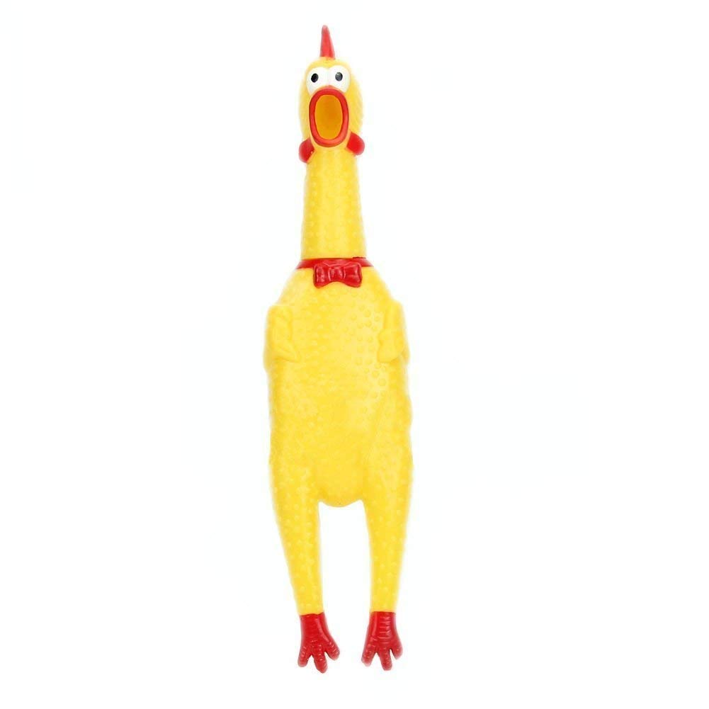 PSK PET MART Dogs Rubber Screaming Chicken Squeaker Chew Toy (Yellow) (Medium)