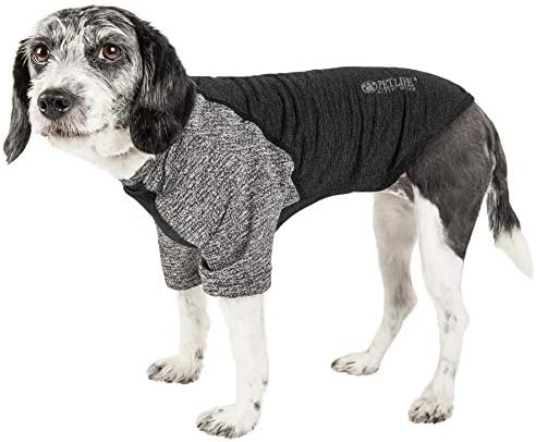 Pet Life  Active Hybreed 4Way Stretch Twotoned Performance Dog Tshirt, Black/Grey  Medium