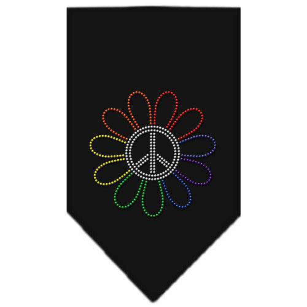 Mirage Pet Products Rainbow Peace Flower Rhinestone Bandana, Large, White