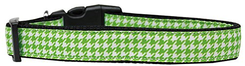 Pet Dog & Cat Nylon Collar or Leash, "Houndstooth Lime Green" SM Collar