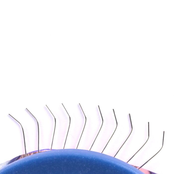 Show Tech Tuffer Than Tangles Slicker Brush for Dogs, Medium Size, Blue, Angled Pins, Comfort Grip Handle, Model ST-91026