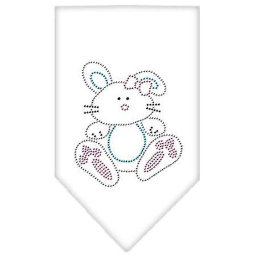 Pet and Dog Bandana Rhinestone, "Bunny" White Large