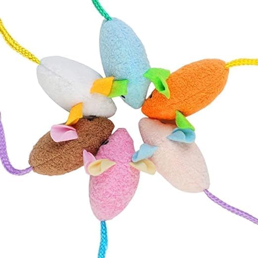 Meenamart.Com Cats Mouse Plush Cat Toys Realistic Cute Kitten Mice Filled Polyfill Rat For Cat(Pack Of 6)