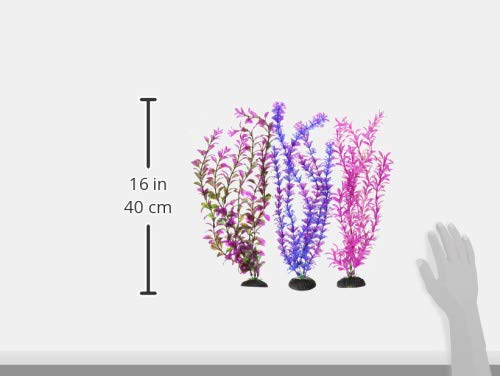 Penn-Plax Aqua-Plants Plastic Aquarium 3 Piece Plant Bundle – Vivid Appearance And Gentle Texture – Multicolor – 16” Height