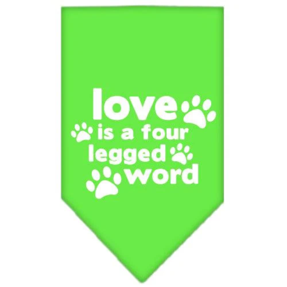 Mirage Pet Products Love is a 4 Leg Word Screen Print Bandana for Pets, Large, Bright Pink