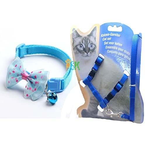 Dog Trust 1Pc Cat Collars With Bow Tie And Bell 1Pc Cat Body Harness Leash Nylon Set 10Mm Adjustable Puppy Kitten Or Certain Pup