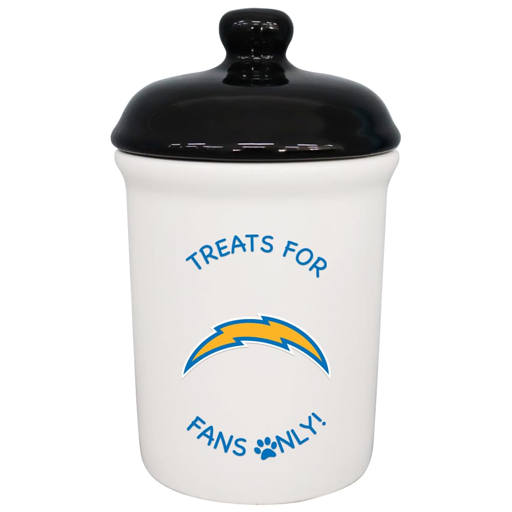 The Memory Company | Licensed NFL Treats for Team Fans Only Ceramic Pet Treat Canister,Los Angeles Chargers